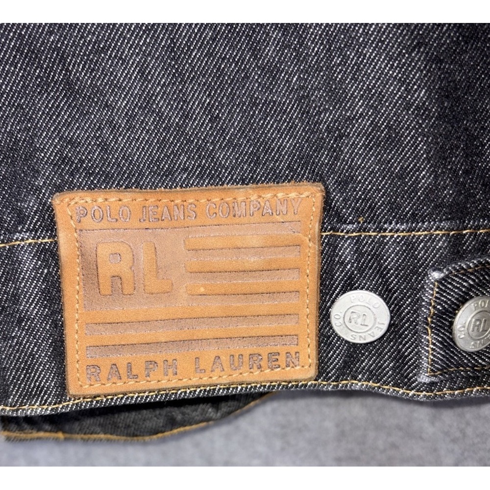 Vintage Ralph Lauren Jeans Co Denim Trucker Jacket Mens XL Black Jean - Picture 9 of 9